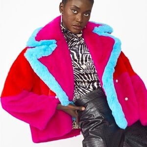 Jayley Collection Gigi Patchwork Cropped Coat NWT Size L/XL